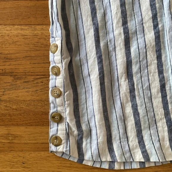 Madewell Linen Side-Button Striped Easy Dress Size XXS - Picture 7 of 16